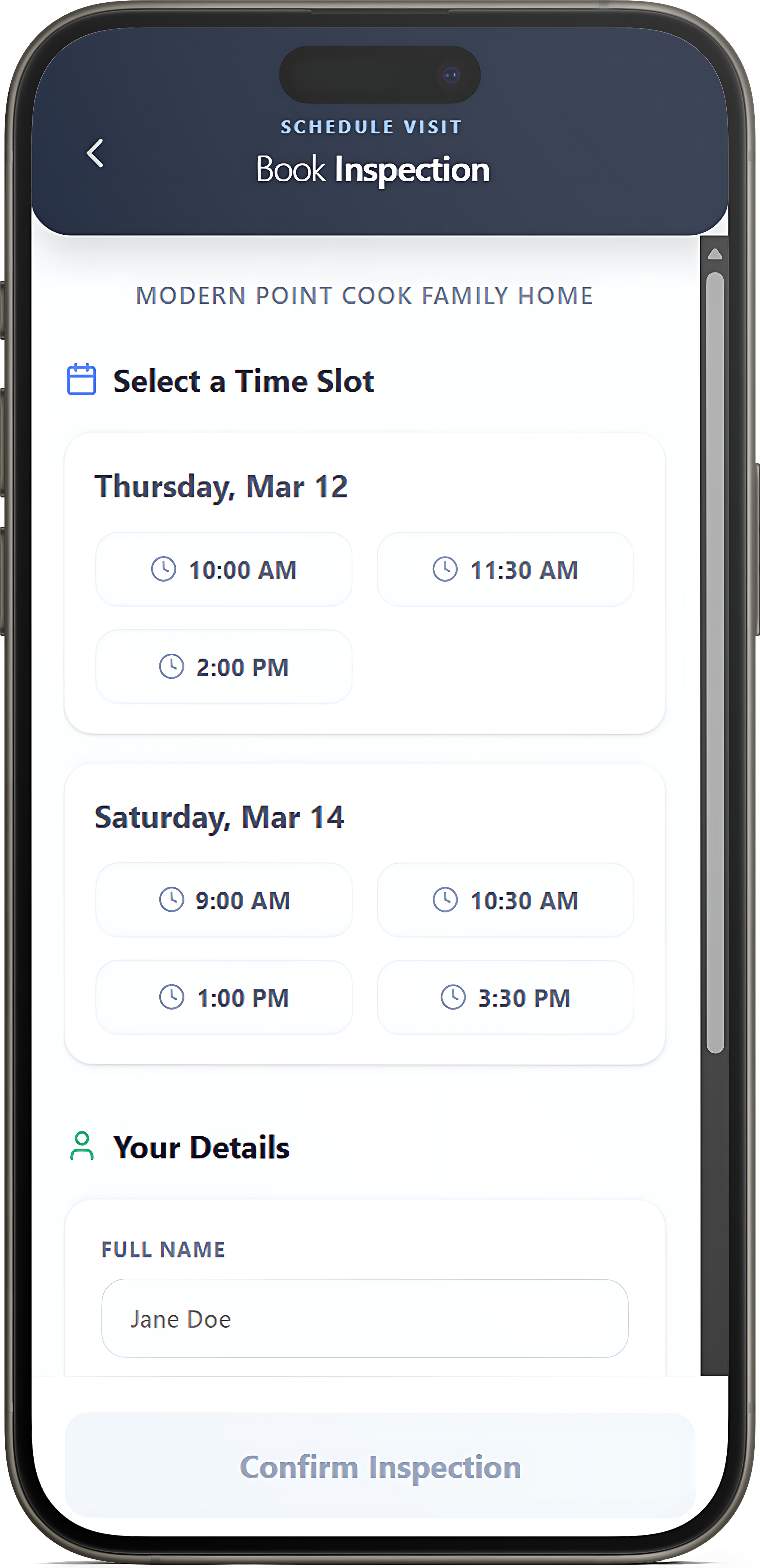Property Inspection Schedule